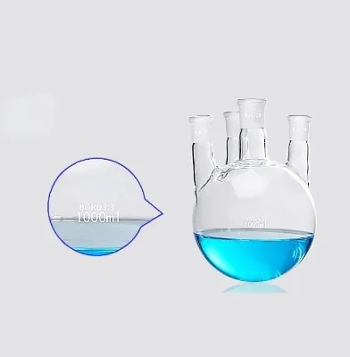 Standard-mouthed glass four-necked flask A glass straight four-necked flask