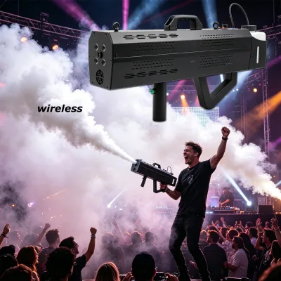 DELIFX 2000W Rechargeable LED Smoke Gun Wireless Design 8-Min Preheat 8M Spray Distance 1.5L Fogger for Concert DJ Stage Venue