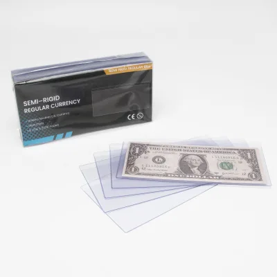 Semi-Rigid Plastic Currency Holder Vinyl Paper Money Protector Sleeve for US Dollar Banknotes