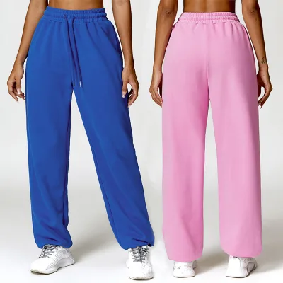 Wholesale Custom Solid Color Sweatpants Fitted French Terry Stacked Fleece Trousers Women's Sweatpants Women Jogger Pants