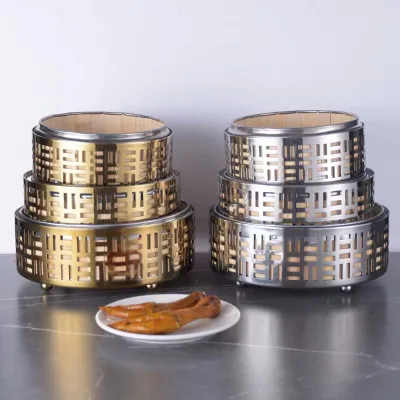 Customizable Round Bamboo Steamer Tray with Stainless Steel Holder for Hotels and Food Steaming Cookware