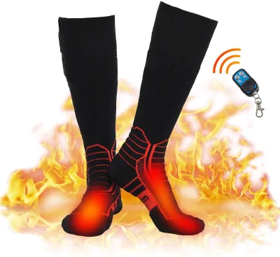 Wireless Heated Socks, Remote Control 2600mAh 7.4V Rechargeable Battery Thermal Foot Warmers Heating Socks