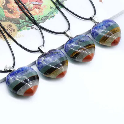 Wholesale Classic Style Natural Chakra Crystal Heart Pendant Necklace Customization Gift