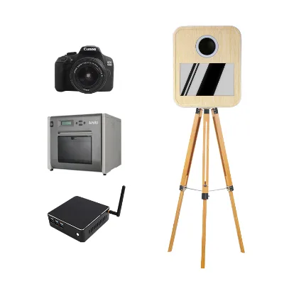 156T Digital Photo Booth Machine Full Set, 15.6" Touch Screen DSLR Camera, DNP Printer, Color Light, Free Flight Case