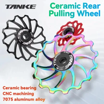 TANKE Bicycle Ceramic Rear Derailleur Pulley Wheel AL7075 11T 13T 15T 17T Guide Bearing Jockey Pulley for Road Bike MTB CNC Part