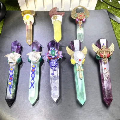 High Quality Natural Gemstone Healing Crystals Stone Mix Amethyst Clear Quartz Magic Wand for Gift