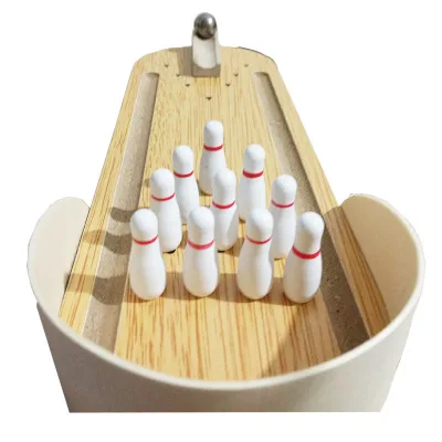 Hot Sale Child Interactive Table Rolling Game Wooden Desktop Mini Bowling Ball Games for Kids
