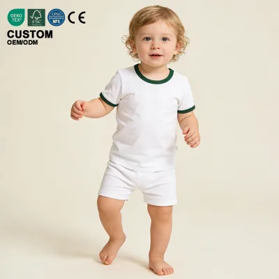Baifei Custom Bamooo Baby T-shirt Unisex Summer Casual Solid Cooling T-shirt Baby Boys and Girls' Short Baby Clothes Set for Usa