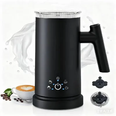 Multi-function Electric Milk Frother Hot & Cold Foam Maker Silent Milk Heating Frother for Latte Macchiato