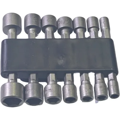 14-Piece Power Nut Driver Drill Bit Set 1/4"Hex Drive Compatible Metric SAE Socket Wrench Screws Chrome Impact Socket Tools OEM