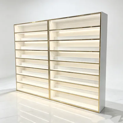 Vertical Multi-layer Salon Display Cabinet Metal Frame Wall Mount Display Rack Nail Polish Storage Furniture for Nail Salon