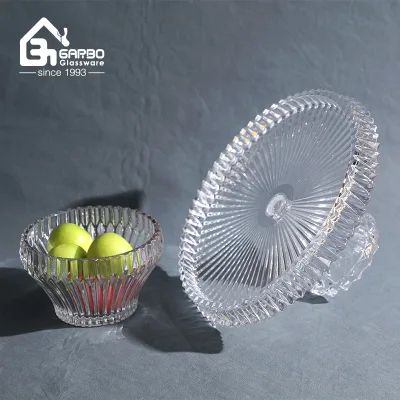 Wholesale Vertical Modern Design for Daily-use Glassware Transparent Home Decor for Fruit Vegetable Snack Nut Food Serving Plate
