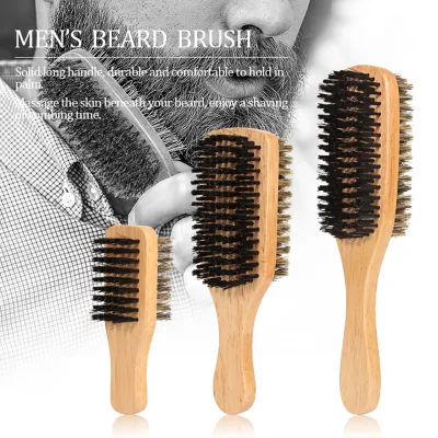 3 Size Wooden Comb Boar Bristle Cleaning Brush Hairdressing Beard Brush Barber Hair Styling Comb Shaving Tools for Men