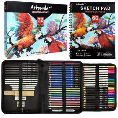 Master Level 72 Pieces 36 Colors Pencil Drawing Writing Art Sketching Set DIY Educational Portable Eco-Friendly Kit