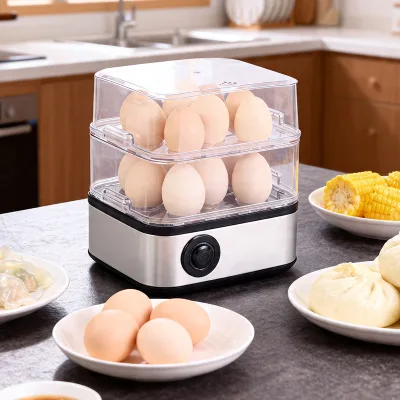 High Quality 110V 220V Double Layer Stainless Steel 16-Egg Capacity Eco-Friendly Rapid Egg Cooker