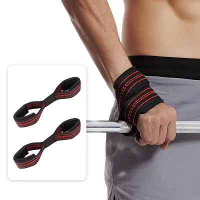 6081#Deadlift Figure 8 Loop Lifting Straps Padded Deadlift Straps Weightlifting Wrist Wraps