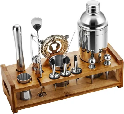 Bar Tool Set 24-Piece Cocktail Shaker Set Perfect Home Bartending Kit for Drink Mixing Bar Tools With Stand