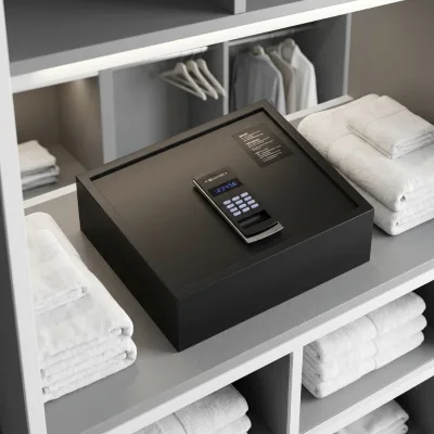 EASTON Hotel Mini Safe Box Stainless Steel Upward Opening with Backlit LED Keyboard Electronic Lock for Guest Room Use