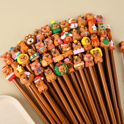 Mixed Styles Promotion Gift Capybara Cute Animal Neutral Pen Black Carbon Water-based Cartoon for Students Office Anime Gel Pens