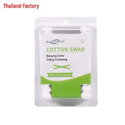 Disposable Lint Free White Flexible Plastic Clean Sticks Foam Buds Tip 55pcs Plastic Stick Cotton Swab With Blister Card Packed
