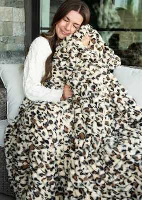 Rustic Double Layer Luxury Plush Warm Fluffy Soft Christmas Pattern Anti Dust Mite Four Seasons Faux Rabbit Fur Minky Blanket
