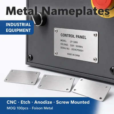 Nameplate Sticker Metal 3D Photo Anodized Aluminum Nameplates Embossed Metal Data Nameplates Custom Metal Nameplate