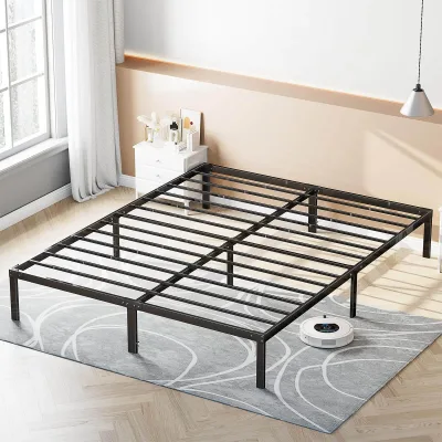 AAG Wholesale California Easy Assembly No Box Spring Needed Heavy Duty Black BefMetal16 Inch Twin Queen Platform Bed Frame