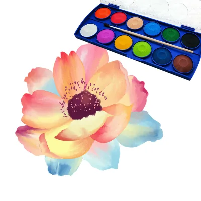 Wholesale 12 Colors Non Toxic Artist Watercolor Paints Set for Kids Painting