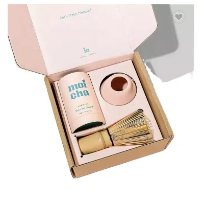 Matcha Bamboo Whisk with Spoon Paper Box Bamboo Case Plastic Free Packing Custom Logo