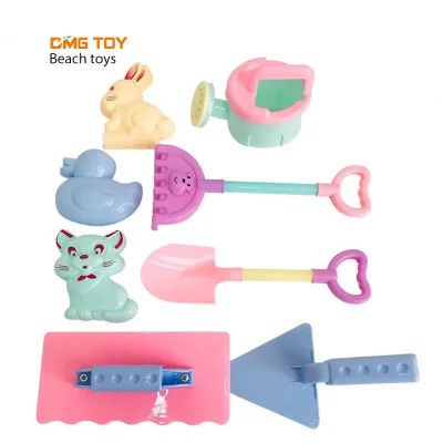 Hot Sale Summer Outdoor Beach Trolley Toys Set Multicolour Plastic Sand Digging Tools for Kids