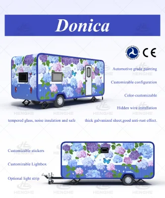 Retro European Towable Camper Trailer, Custom Painted Mini Caravan RV for Outdoor Family Camping Travel Trailer