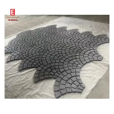 Wholesale Black Pearl Granite Cobblestone Mesh Pavers for Outdoor Paving
