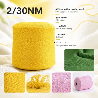 Superfine Spun Yarn 30NM Tern Weave Hand-Knotted Strand Rope Ultra-fine Wool Factory Wholesale
