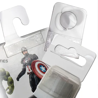 PET Plastic Euro Hook Automatic Application Bottle Neck Hang Tabs with Adhesive