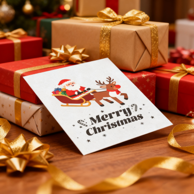 Customized Christmas Eve Christmas Handwritten Blessing Cards, Gilded Holiday Greeting Card Message Card Printing