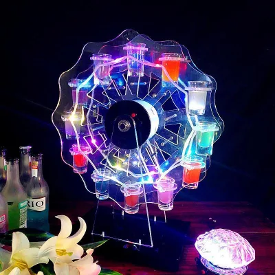 Hot Sale Home Bar Rotating Wine Rack Bullet Cup Holder Glass Display Stand Led LIght Cup Holder