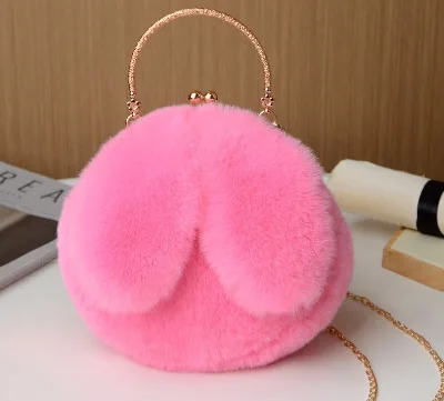Plush Rabbit Bag Female Diagonal Cute Hand Hair Bag Autumn and Winter New Rabbit Ears