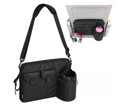 Airplane Seatback Organizer Hanging Pocket Adjustable Shoulder Strap Shoulder Bag Travel Flight Seat Back Storage Bag