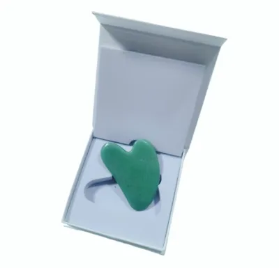 Piedra aventurina verde tabla gua sha en caja accesorio belleza para regalos promocionales