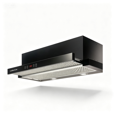 Black Pull-out Kitchen Range Hood, Powerful Suction Motor, Easy Removable Metal Filter, Under Cabinet for Home Kitchen