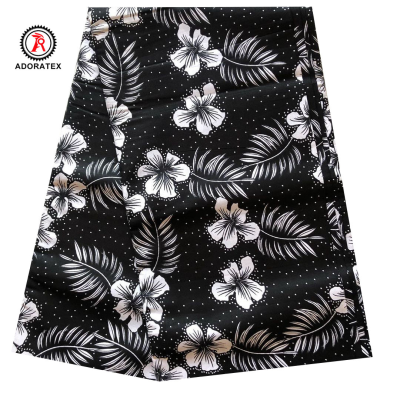 African Black White Polyester Wax Fabric