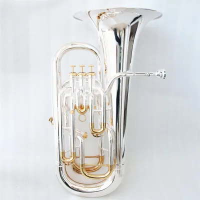 Professional Euphonium Horn High-end 3+1 Piston Euphonium Instrument Silver Plated Euphonium 4 Pistons