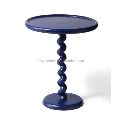 Yochen Nordic Modern Luxury Tulip Coffee Table Small Blue Wooden Home Furniture for Bedroom Living Room & Home Bar Use