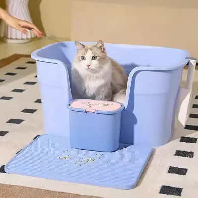Durable Splash-proof Cat Toilet With Scoop Semi-enclosed Cat Litter Box Custom Service Available High Sided Cat Products