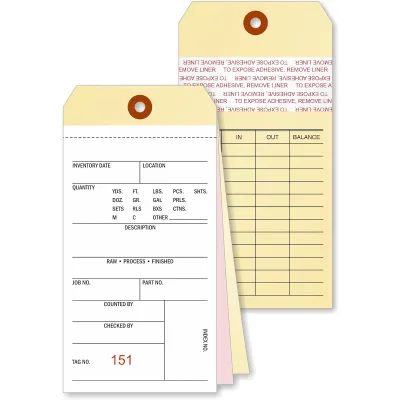 3-Part NCR Carbon Tags with Numbers Write-Once Copy Tags for Asset Inventory Maintenance Equipment Tracking Pre-Numbered Labels