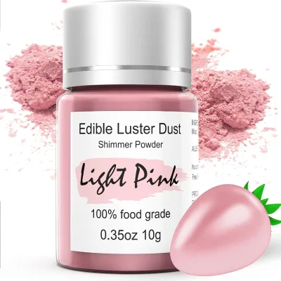 10g Light Pink Edible Luster Dust Food Grade Shimmer Mica Powder for Cake Cocktail Drink Decoration