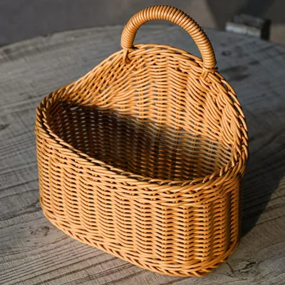 Wall Mounted Vegetable and Fruit Basket  Simulated Rattan Hanging Basket   Wall-mounted Hanging Basket  Home Decoration