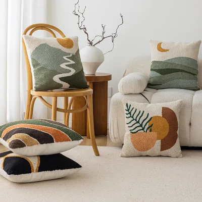 Nordic Square Polyester Cushion Geometric-patterned Bedroom Living Room Comfortable Minimalist Light-luxury Instagram-style PP
