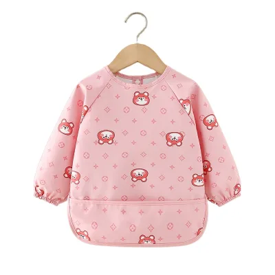 Customized Wholesale Polyester PU Newborn Baby Apron Bib Waterproof Baby Feeding Bib Baby Burp Cloth