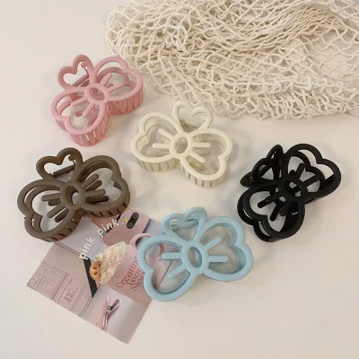 Cheap Sweet Matte Hollow Bow Hair Claw Clips Bowknot Plastic Hair Grab Shark Hairpins